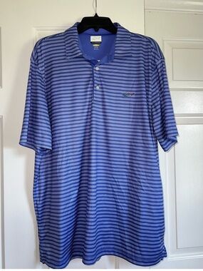 Greg Norman Collection Blue Striped Polo